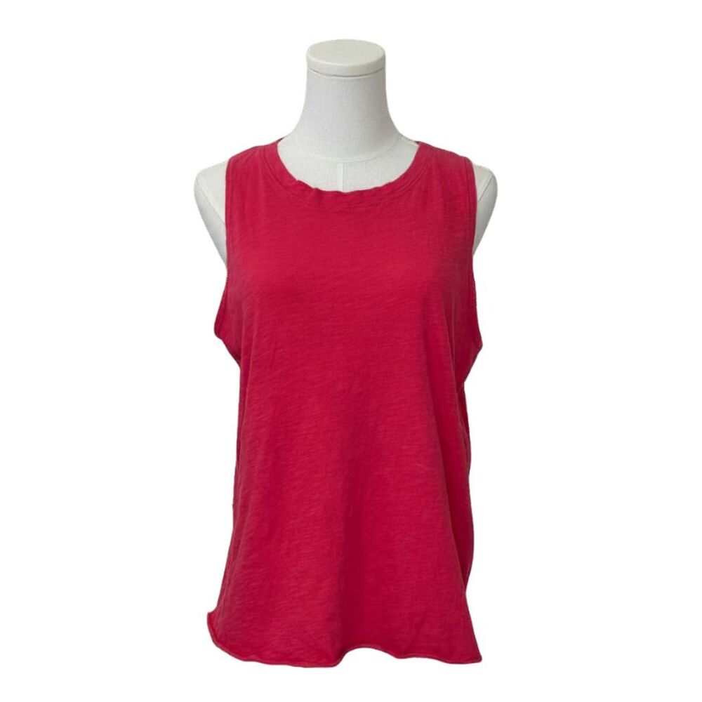 Love Vintage Muscle Tank Top Womens S Red Cotton Sleeveless High Low Athleisure